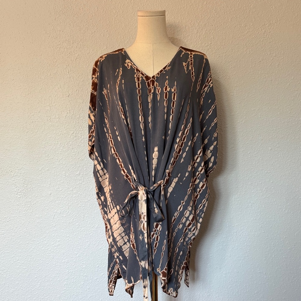 NWT J. Jill Pure Jill Tie Dye Belted Top Stone Multi size Large Tall - Picture 3 of 16
